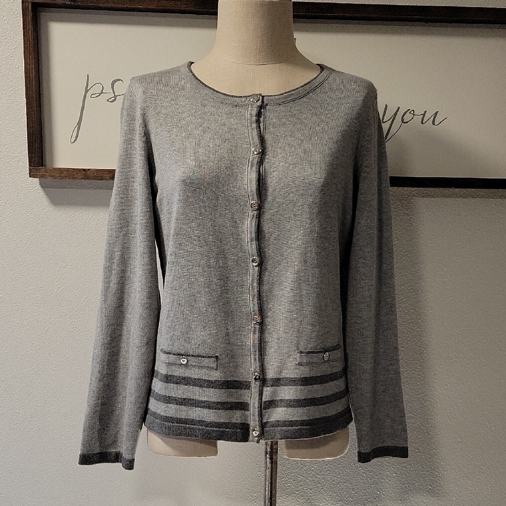 Karen Scott Gray Button-Up Women's Sweater/Cardigan, NWT